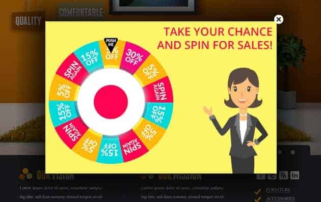 Spin-for-sales website popups