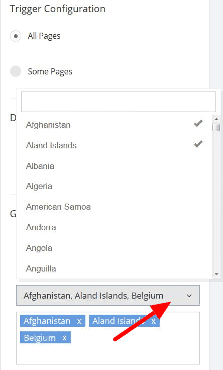 Trigger Configuration Geo Targeting