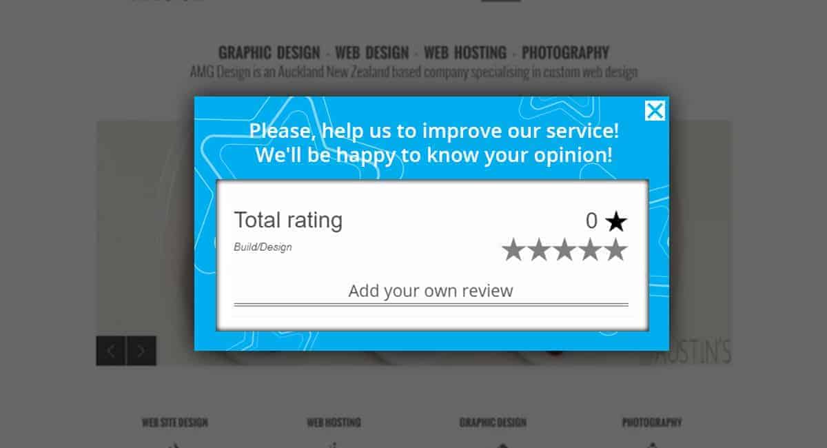 Improve our service feedback popup