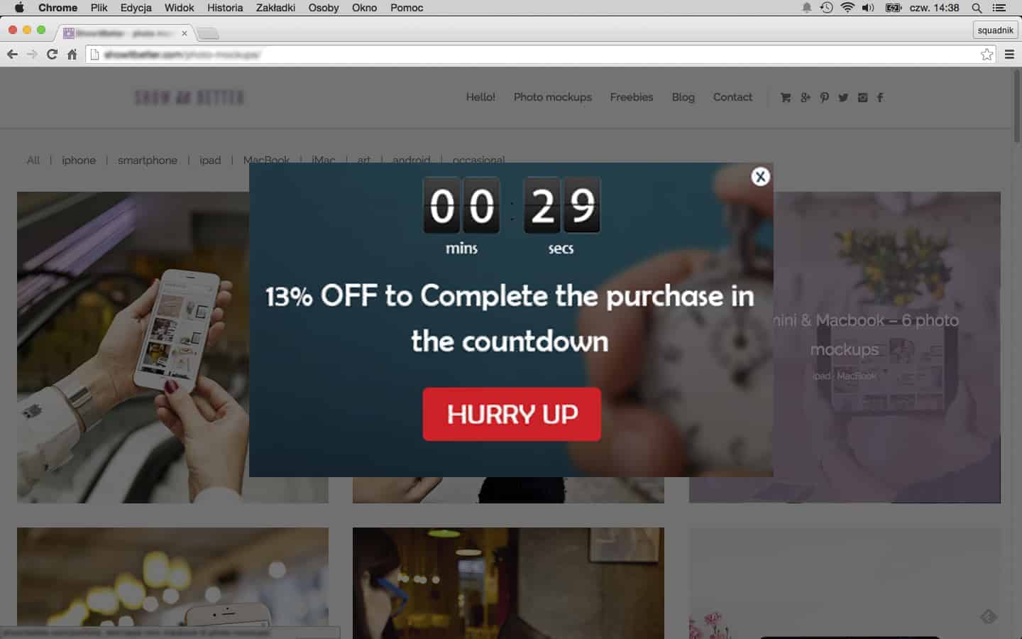 Popup tools countdown