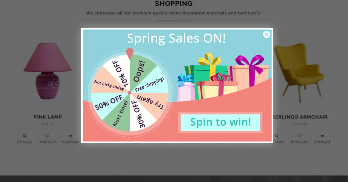 Spin the wheel pop-up design