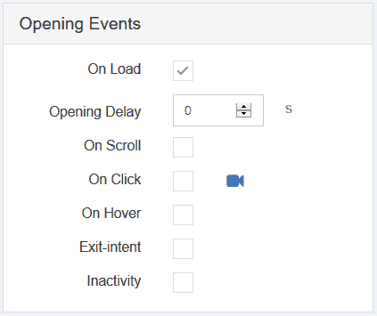 creating popups opening events
