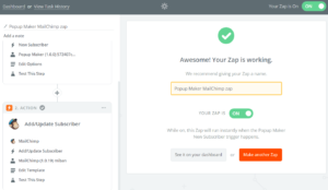 Popup Maker MailChimp zap Zapier