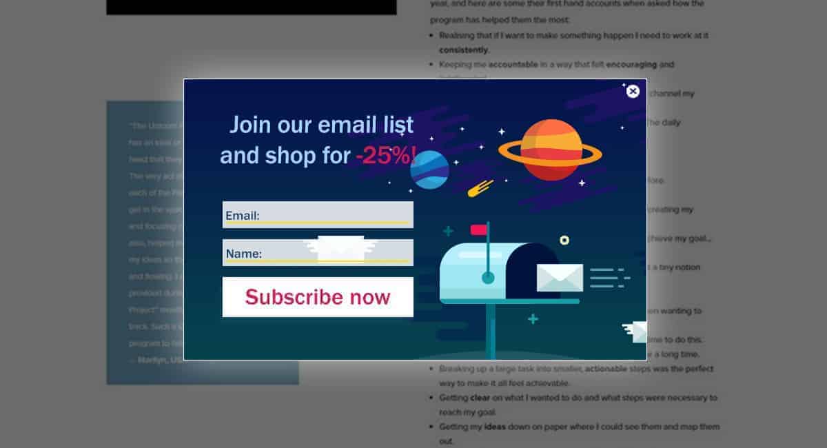 minimalistic subscription popup coupon