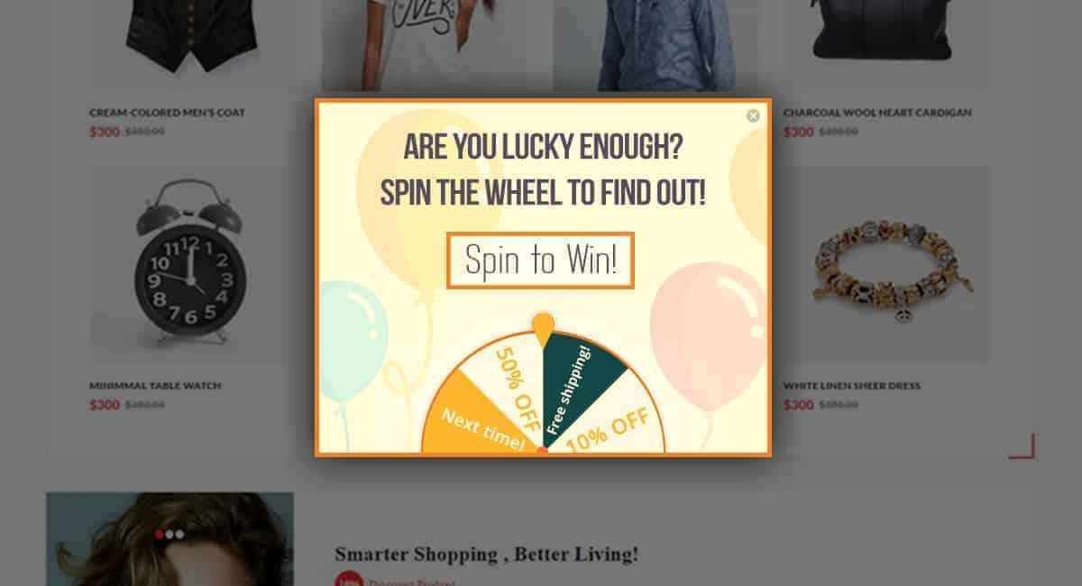 Spin the wheel popup coupon