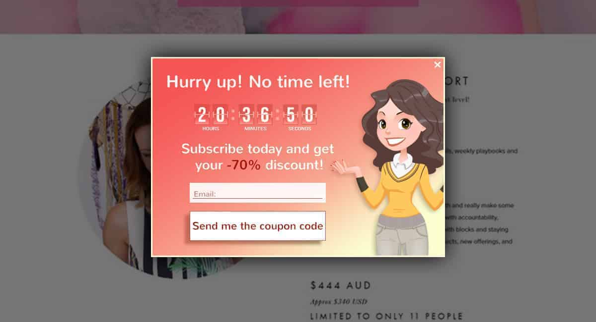 time-limited subscription popup