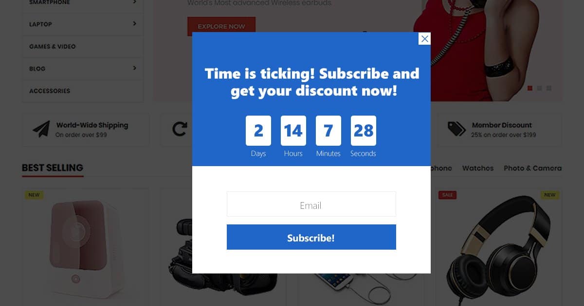 inactivity subscription popup
