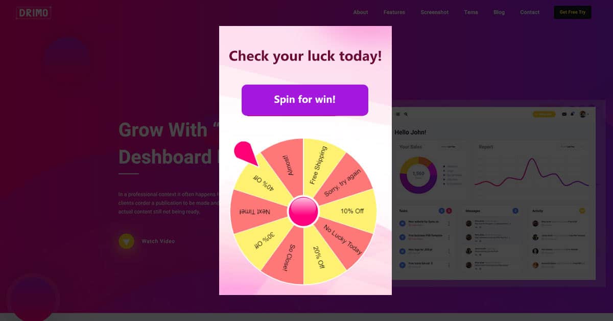 Exit intent spinner - Popup Maker