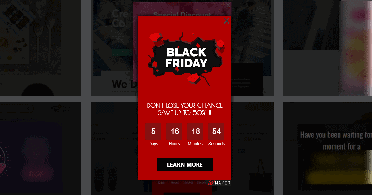 coupon popups Black Friday