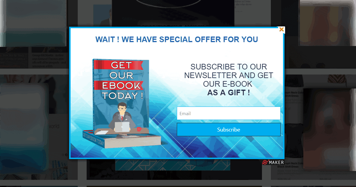 popup ebook subscription