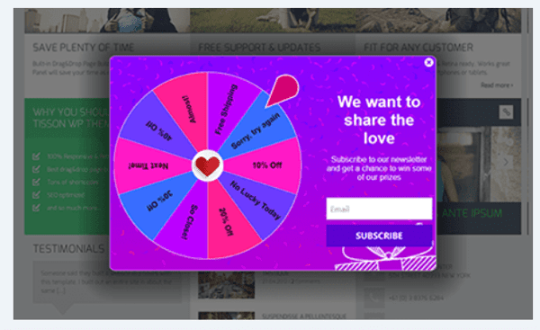 Spin The Wheel Pop Ups