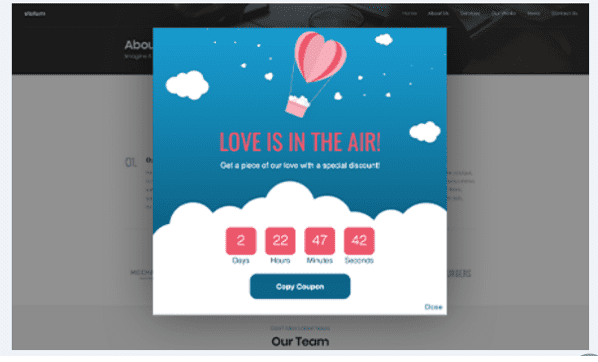 Valentin's Day Coupon Code Pop Ups