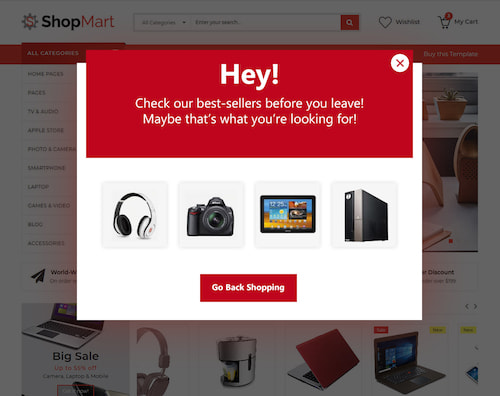 engaging e-commerce offer by exit intent popup