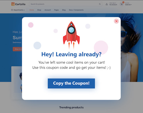 reduce the cart abandonment rate by exit popup