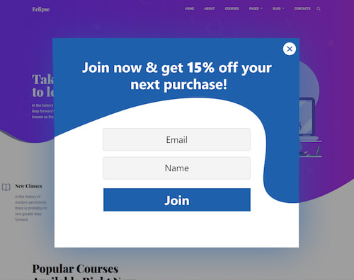 email list growth by exit intent popup